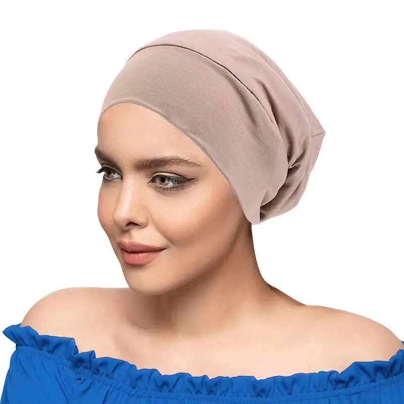 Phụ Nữ Cotton Rộng Ban Nhạc Đàn Hồi Hai Lớp Satin Lót Hóa Chất Turban Cap Cho Phụ Nữ Ung Thư