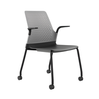 Chaise de conférence de bureau moderne ergonomique et confortable avec accoudoirs et roulettes, chaise en maille pour salle de réception