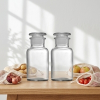 Bouteille en verre ambré transparent vide Oshow, hermétique, à large ouverture, avec bouchon en liège, sérigraphiée, pour pharmacien