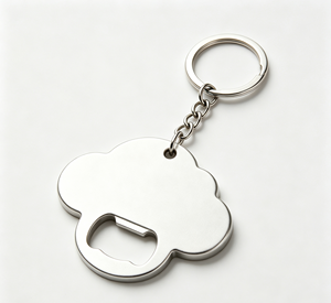 Llavero Abridor de Botellas en Forma de Nube de Aleación de Zinc Plateado, Anillo de Llaves Metálico Personalizado, Regalo Promocional - Product Image 4