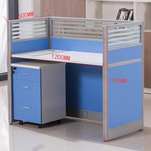 ウッドトップ商用ワークテーブルキュービクルデスクオフィスモジュラー2人用ワークステーション - Product Image 6