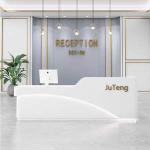 Bureau de réception moderne en bois de marbre personnalisable avec <span class=keywords><strong>comptoir</strong></span> de bar laqué pour hôtels sociétés immobilières Front Office - Product Image 2