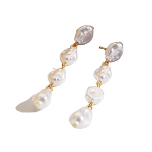 Orecchini con Perle Barocche Grandi Placcati Oro 18k, <span class=keywords><strong>Stile</strong></span> Irregolare, Orecchini Vistosi da Donna per Matrimoni, Regalo - Product Image 1