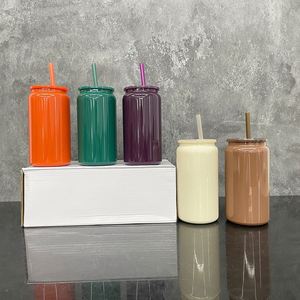 25 Pack Custom logo Autumn Winter Blank Sublimation 16oz Stainless Steel Soda Can with <b>Lids</b> <b>and</b> <b>Straws</b> for UV DTF Wraps - Product Image 2