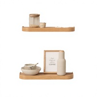 Ensemble d'étagères murales, 2 niveaux, étagères flottantes en placage de chêne |   Décoration murale et rangement pour salle de bain, salon, cuisine
