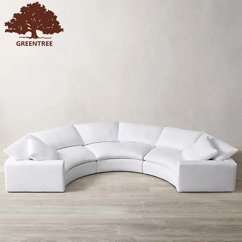 New Arrival European Style Home Furniture Living Room High Density Velvet Fabric Sectional Round Shape Leather sofa