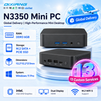 Layanan OEM & ODM Mini PC N3350, Windows 11, WIFI5 M.2, Slot M.2 NGFF Ganda, Catu Daya 12V2A, Mini PC untuk Grosir Bisnis