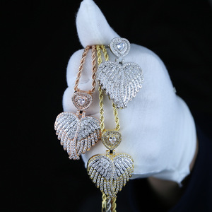 Collana con Ciondolo a Forma di Cuore e Ali con <span class=keywords><strong>Pietre</strong></span> CZ per Uomo e Donna, Gioielli Hip Hop all'Ingrosso - Product Image 2