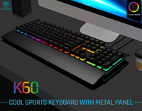 Clavier de jeu mécanique filaire 104 touches, taille standard, rétroéclairage RGB, panneau métallique, programmable, anti-ghosting, repose-poignets pour PC de bureau