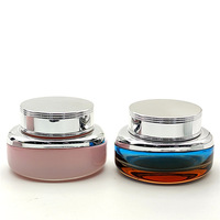 Emballage cosmétique De Luxe Vide Unique Crème 30ml 50 Ml 60ml verre blanc rose clair ambre de forme Ovale pot cosmétique pour la crème