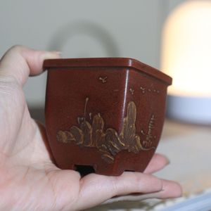 Miniature Purple <b>Clay</b> <b>Flower</b> <b>Pot</b> Square Small Bonsai Planter Desktop Ornament - Product Image 4