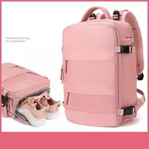 Sac à dos de voyage en nylon imperméable personnalisé pour l'extérieur, rose, chaussures de voyage pour femmes, sac à dos isolant, sac à dos pour femmes - Product Image 4