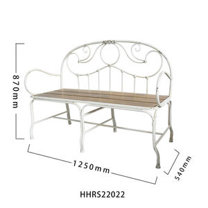 Chaise longue double en bois avec structure métallique blanche rustique, style européen, en promotion - Product Image 5