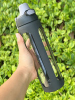 Zwart 450 Ml Outdoor Mango Sap Fruit Glazen Fles Met Handvat Deksel En Filter
