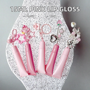 15ml màu hồng nhựa son bóng cho tinh chất Ống Mỹ phẩm son môi Hose với piercing chuỗi hạt Mặt dây chuyền cổ cho màn hình in ấn - Product Image 2