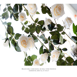 Guirnaldas de Rosas Blancas Artificiales de Seda, Enredaderas de Rosas Colgantes, Plantas de Hiedra de Rosas para Decoración de Arreglos de Arco de Oficina para Bodas - Product Image 2