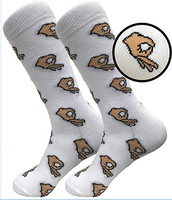 Chaussettes habillées pour femmes à motif animaux amusants, avec logo personnalisé sur le revers, en Spandex/Nylon/Coton, respirantes et absorbant la transpiration, vente en gros