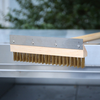 Outils de four à pizza manche en bois brosse de four tête de brosse détachable pour le nettoyage avec grattoir en acier inoxydable