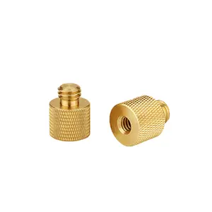 Yellow Copper 1/4 Female to 3/8 Male Thread 1/4 Male to 3/8 Female Reducer Adapter Mount Screw for Photography Light Device