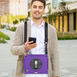 Đa chức năng 360 ° xoay dây đeo tay chống sốc quốc phòng Tím trường hợp máy tính bảng cho <span class=keywords><strong>iPad</strong></span> trường hợp 11 A16 trường hợp cho nhà hàng văn phòng - Product Image 6