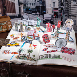 1 rouleau de ruban adhésif Wandering World Series peint à la main City Handbook Decoration Die-cut Travel Tape - Product Image 3