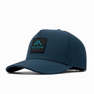 OEM Custom Logo Structured <b>Waterproof</b> <b>Golf</b> Baseball Cap Laser Cut Hole Rubber Patch Snapback <b>Hat</b> Outdoor Sports Cap - Product Image 1