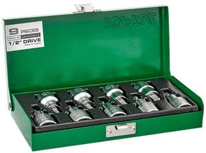 Set Soket Bit Bintang 1/2 inci <span class=keywords><strong>DR</strong></span>. 9 Buah GAAD0903, Casing Logam Berlapis Krom Satin TOPTUL - Product Image 2