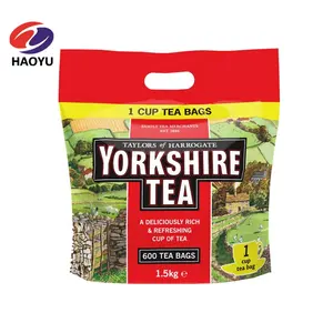 Accept Custom Order plastic stand up ziplock pouch with clean window for yorkshire tea