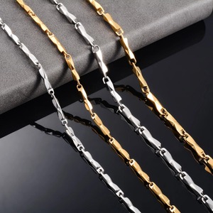 Collier en acier inoxydable irrégulier avec maillons en bambou pour femmes et hommes, couleur argent, couleur or, accessoires de bijoux pour le cou - Product Image 1