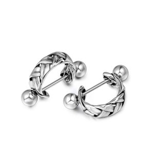 Woven <b>Stud</b> Earrings Tibetan <b>Silver</b> Geometric Design CF114 - Product Image 5