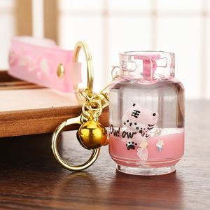 Creative Cute Gas Tank Little Tiger Liquid Keychain for Girl Gift Cartoon <b>Floating</b> Tiger Footprint Sequins Oild Doll Bag Keyring - Product Image 4