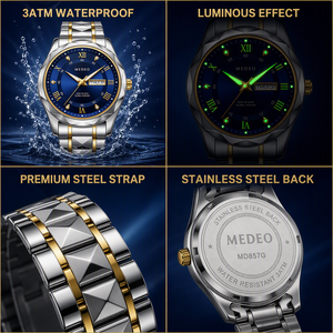 Meilleure Montre Homme Décontractée de Luxe, Étanche avec Calendrier, Lumineuse à Quartz, en Acier Inoxydable, Idéale pour les Affaires - Product Image 2