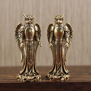 Statuetta di Gufo Profeita in Bronzo - Decorazione Vintage da Scrivania - Ornamento Creativo in Metallo per Ufficio e Casa - Product Image 2