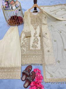 Womens Cotton <b>Fancy</b> 3 Pcs Trendy Kurta Set Kurta Pant Set With Dupatta for Wedding & Party Wear Handmade Premium - Product Image 3