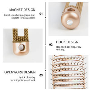 Peigne de Massage de haute qualité large peigne à côtes exquis brosse à cheveux en plastique à poils de porc conception de cheveux bouclés grand peigne incurvé - Product Image 6