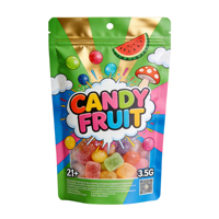 Sacs en Mylar refermables anti-odeur pour herbes et fleurs de 3,5 g, résistants aux enfants, avec impression numérique et logo UV personnalisé