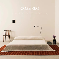 Coze Moderner Einfacher Französischer Stil Roter Handgefertigter 13mm Dicker Polypropylen-Unterlage Luxus Einfarbiger Wohnzimmer-Teppich-Set