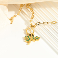 Collier en acier inoxydable, or 18K, chinois, 12 animaux, pendentif fleur de naissance