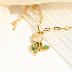 COLLAR COLGANTE <span class=keywords><strong>de</strong></span> acero inoxidable, oro <span class=keywords><strong>de</strong></span> 18 quilates, flor china <span class=keywords><strong>de</strong></span> <span class=keywords><strong>12</strong></span> animales <span class=keywords><strong>de</strong></span> nacimiento - Product Image 5