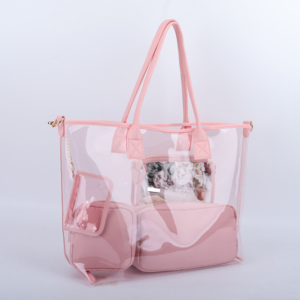 <b>Hot</b> Selling Women's Large Capacity Clear PVC Tote <b>Bag</b> Waterproof Summer Autumn Winter Beach Handbag Custom Travel Embroidery - Product Image 3