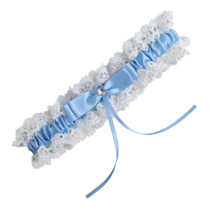 LOWOSAIWOR Jarretière de mariage pour mariée, en ruban de polyester élastique, avec strass, faite à la main - Product Image 5