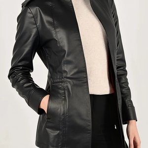 OEM <b>Jacket</b> Unisex High Quality <b>Jacket</b> Women's PU <b>Leather</b> <b>Long</b> Sleeve Zipper One Piece - Product Image 2