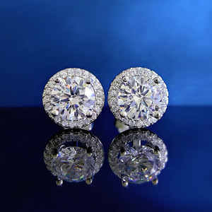 Pendientes de tuerca finos clásicos elegantes para mujer, nueva inserción redonda de taladro completo con circón - Product Image 6