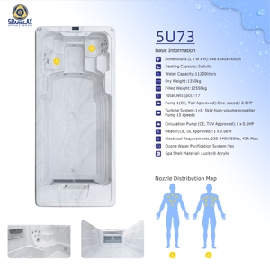 Sistema de Turbinas para <span class=keywords><strong>Spa</strong></span> Independiente con 17 Jets, Flujo <span class=keywords><strong>Contracorriente</strong></span> Potente, Material Acrílico, <span class=keywords><strong>Spa</strong></span> Exterior con Masaje - Product Image 2
