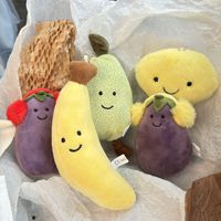 Ensemble de porte-clés en peluche mignons fruits et légumes : banane, poire, aubergine, cerise, citron – Poupées en peluche Kawaii, pendentifs de sac, cadeau