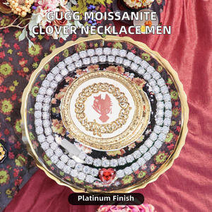 กำไลข้อมือหรูหราประดับจี้เงินแท้ 925 ชุบแพลตตินั่ม/ทองคำ พร้อมสร้อยคอรูปใบโคลเวอร์สี่แฉกประดับมอสซาไนต์ - Product Image 2