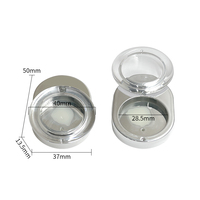 Boîtier compact rotatif 4G en plastique argenté pour poudre et blush, vide, avec couvercle transparent, pour emballage cosmétique