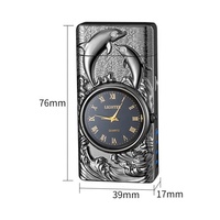 Montre briquet électronique USB classique FREN pour homme, double arc, en alliage de zinc, batterie au lithium rechargeable, coupe-vent, portable