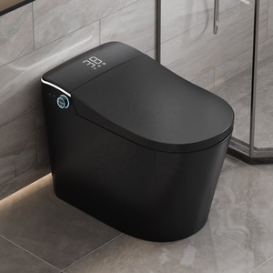 WC intelligent monobloc en céramique noire avec capteur de lumière à chasse automatique, siège chauffant et télécommande - Product Image 2