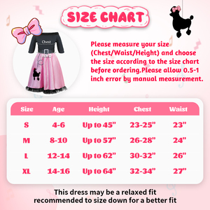 Robe Caniche Années <span class=keywords><strong>50</strong></span> pour Filles Halloween, Tenue Sock Hop Rétro avec Foulard et Serre-tête Incluant une Jupe Élégante - Product Image 6